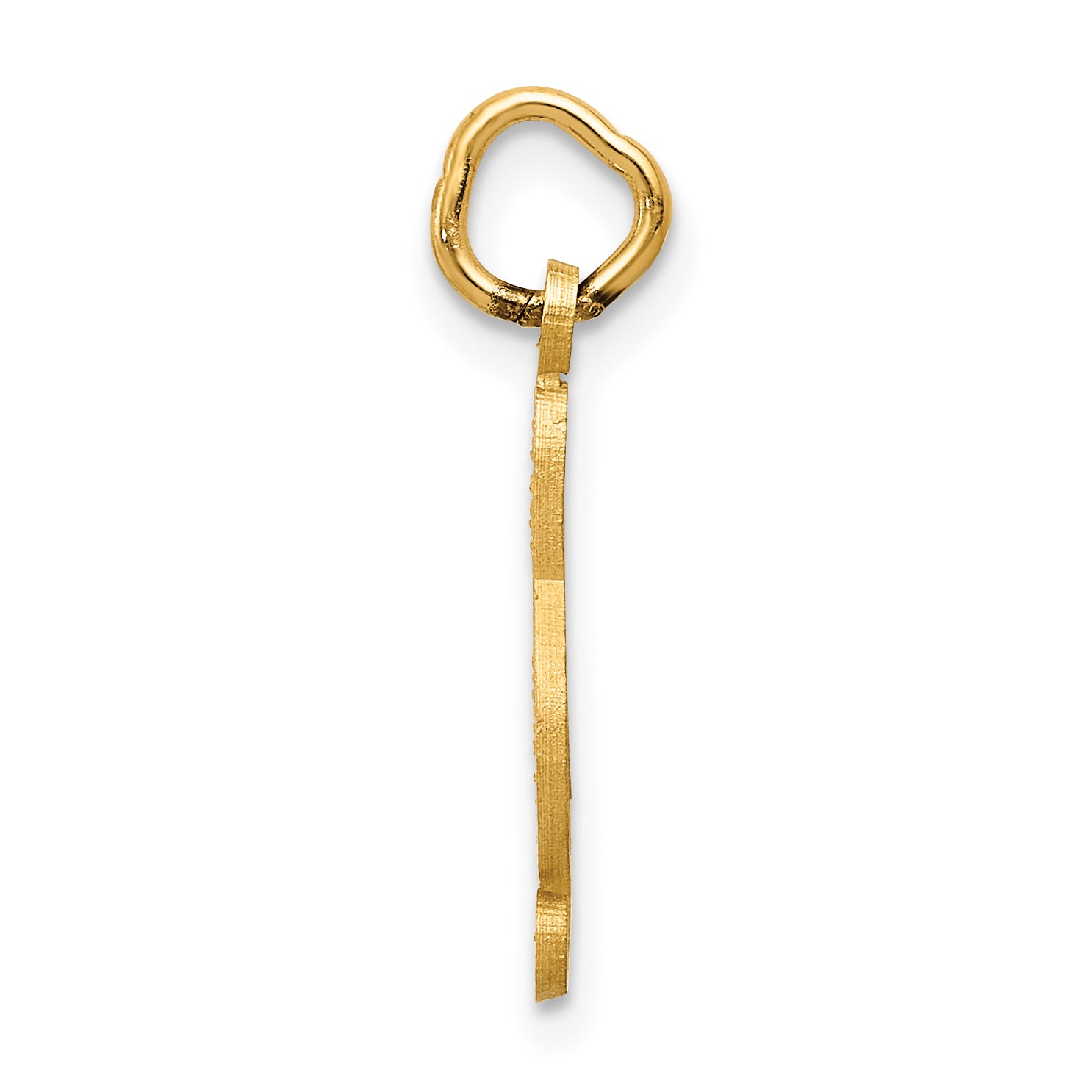 14K Gold Treble Clef Charm with Brushed Finish and Diamond-Cut Detailing Secondary image