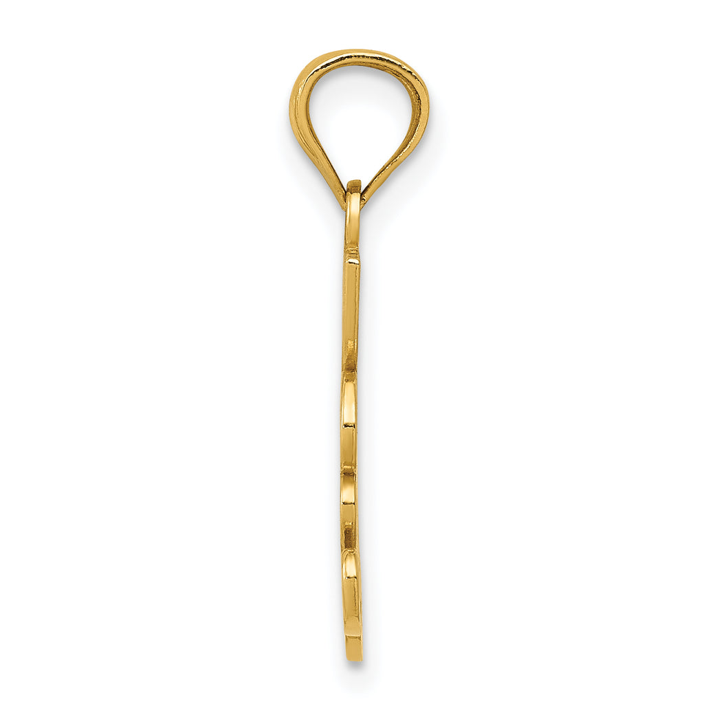14K Gold I LOVE MY WIFE Pendant Solid, Casted, Flat Back Design