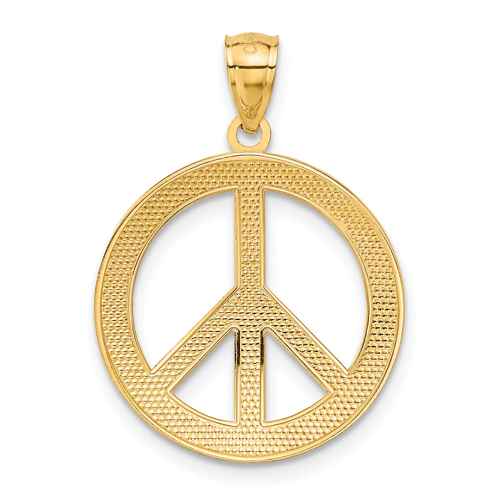 14k PEACE LOVE FAITH HOPE Peace Sign Pendant