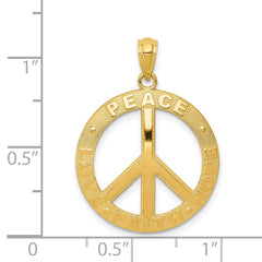 14k PEACE LOVE FAITH HOPE Peace Sign Pendant