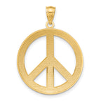 14K Gold Peace Sign Pendant for Men Polished, Solid, Casted Design