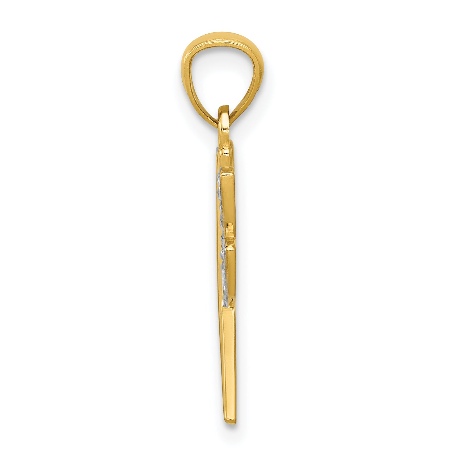 14K Gold Dragonfly Pendant with Rhodium Accents and Diamond-Cut Finish by Sophia Jewelers