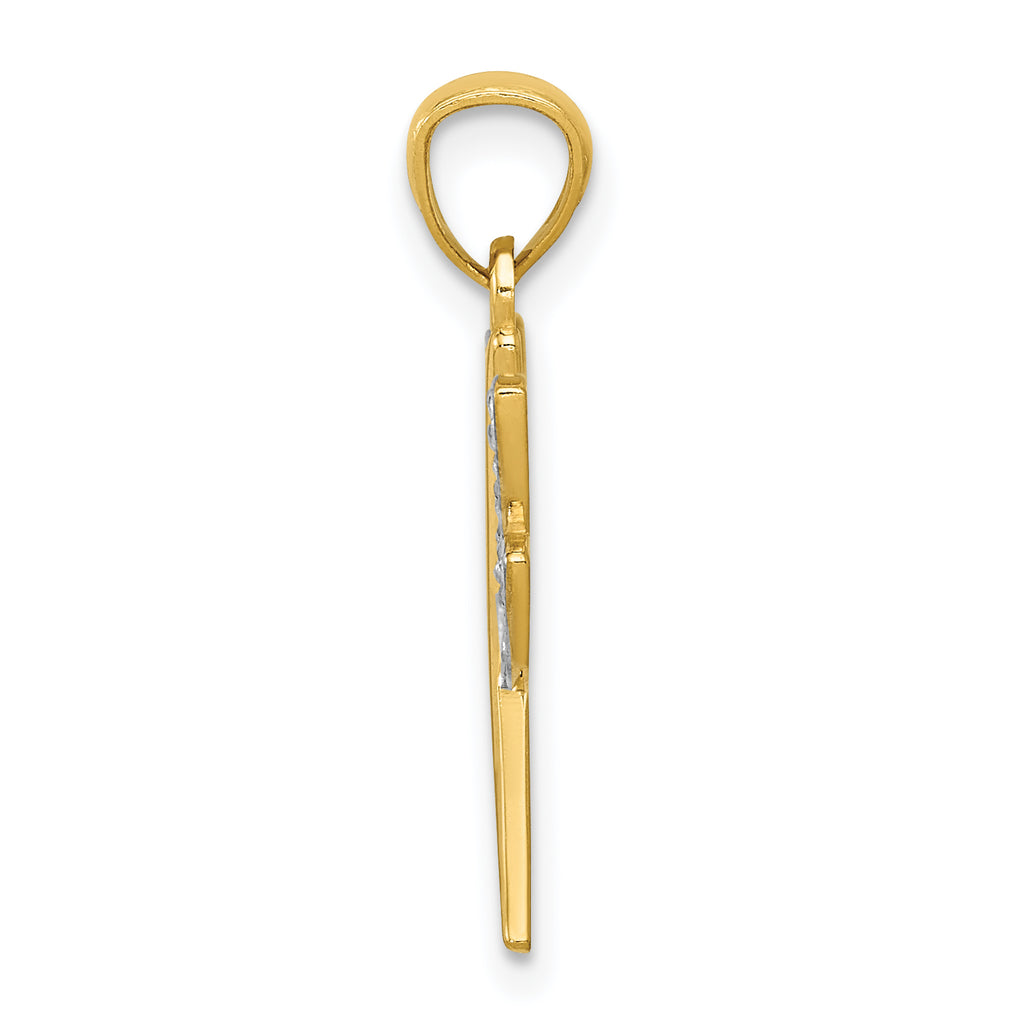 14K Gold Dragonfly Pendant with Rhodium Accents and Diamond-Cut Finish by Sophia Jewelers