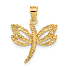 14K Gold Dragonfly Pendant with Rhodium Accents and Diamond-Cut Finish by Sophia Jewelers