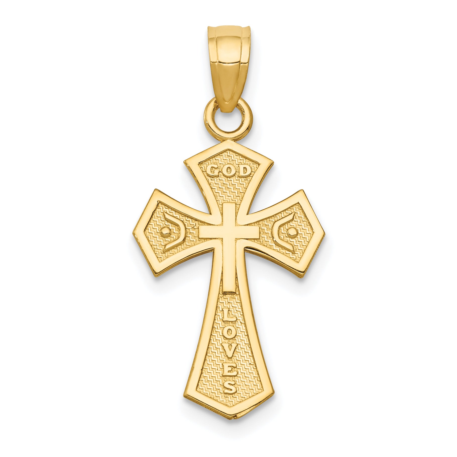 14K Gold Reversible Passion Cross Pendant Elegant Casted Design