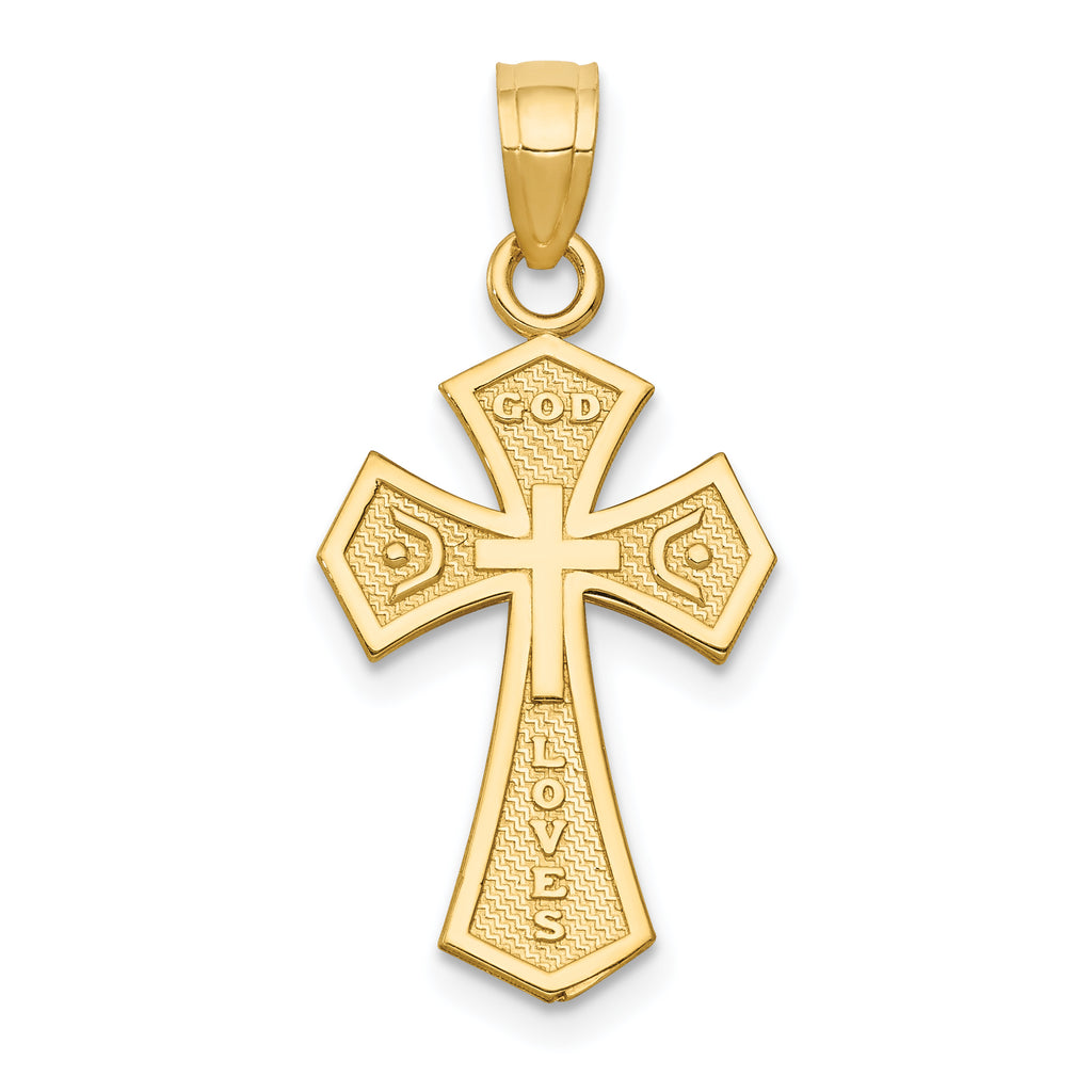 14K Gold Reversible Passion Cross Pendant Elegant Casted Design