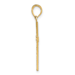 14K Gold Reversible Faith Hope Love Cross Pendant Polished & Textured