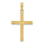 14K Gold Reversible Faith Hope Love Cross Pendant Polished & Textured