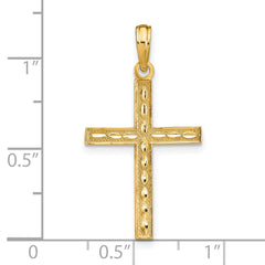 14K Gold Reversible Faith Hope Love Cross Pendant Polished & Textured