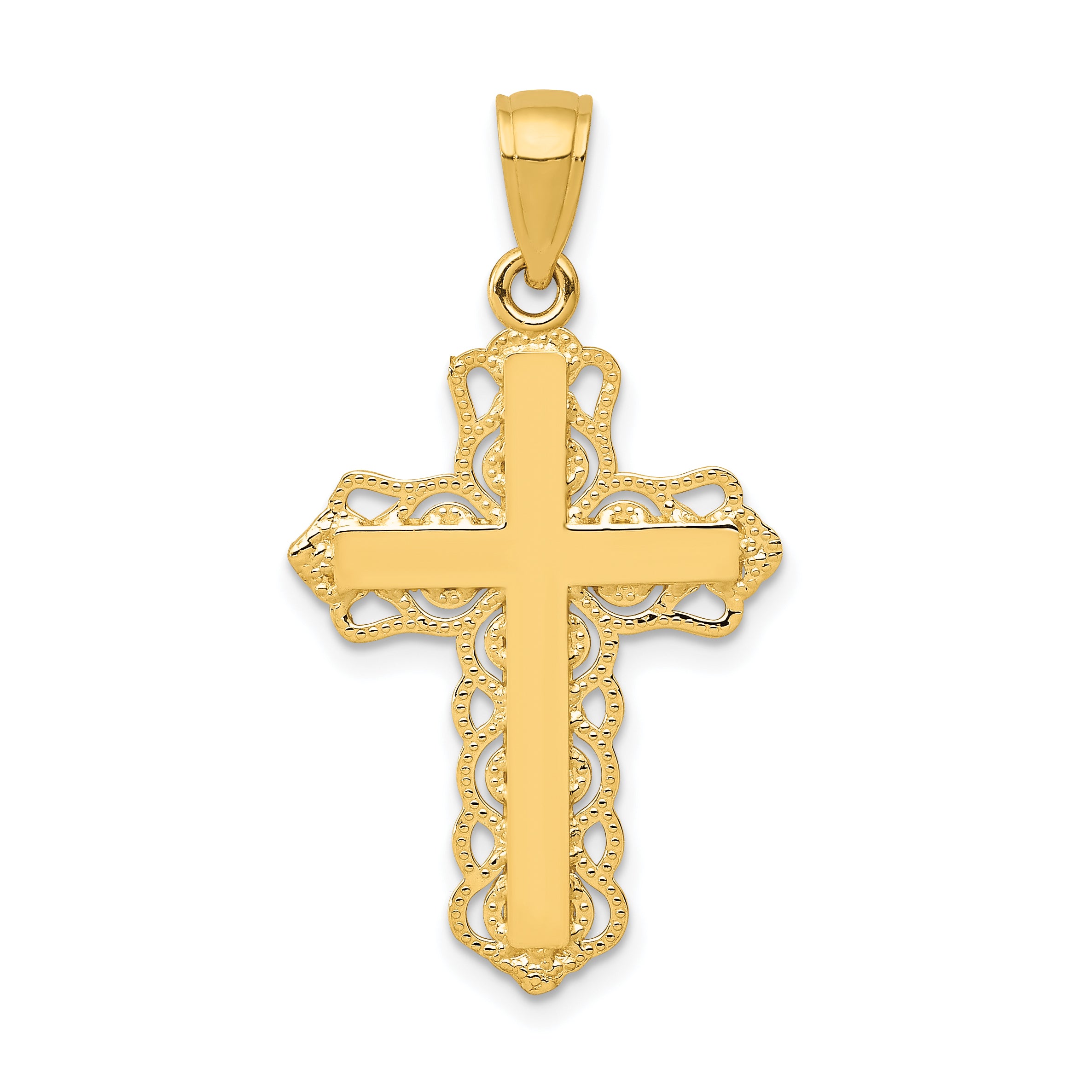 14K Lace Trim Cross Pendant Main image