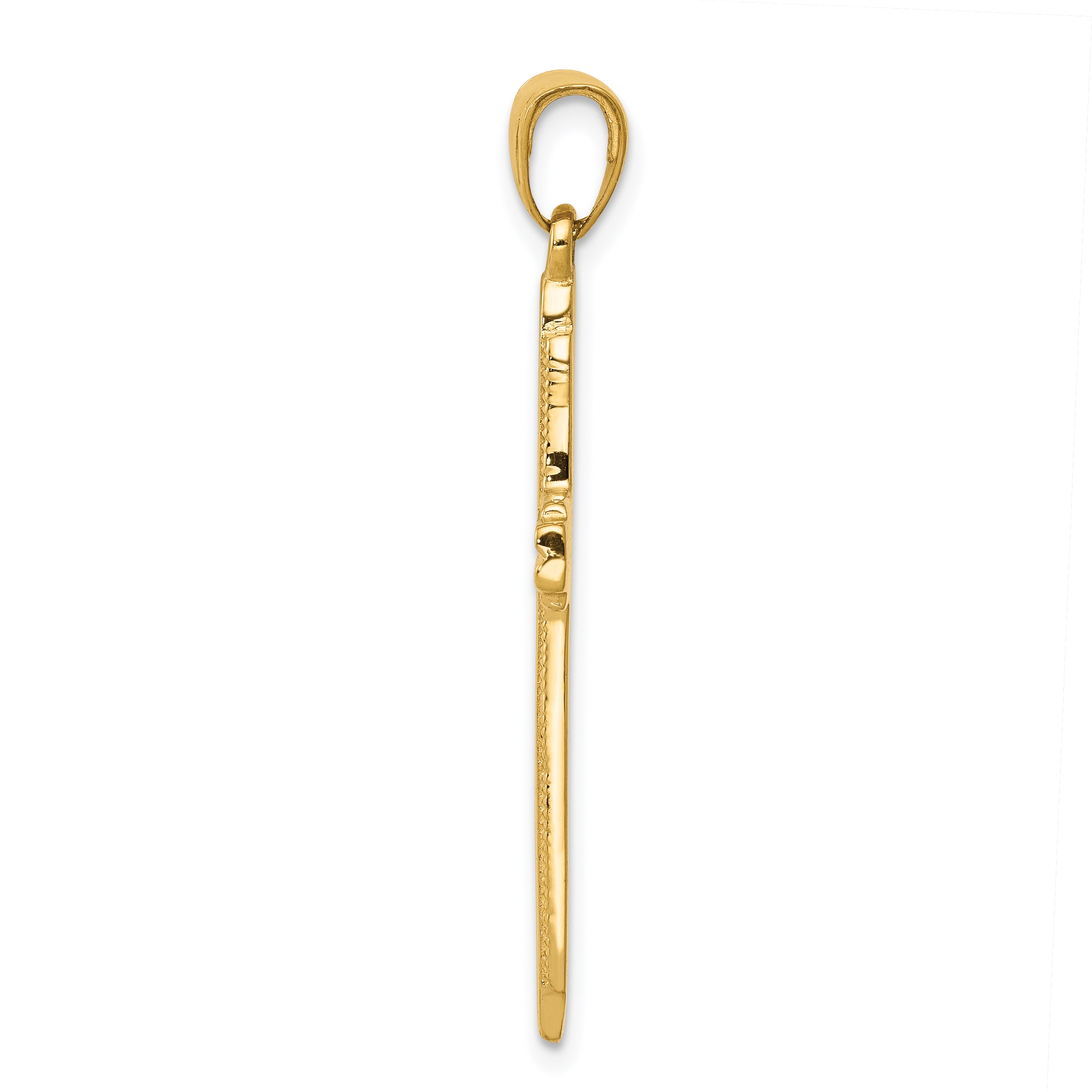 14K Gold Textured Cross Pendant with Flat Back Design  Elegant and Solid Secondary image