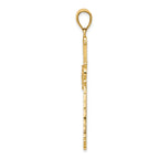 14K Gold Diamond-Cut Cross Pendant with Polished Finish Elegant Solid Design