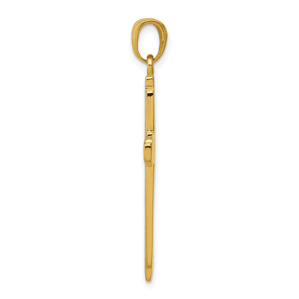 14K Gold Solid Cross Pendant Classic Design, Casted Craftsmanship