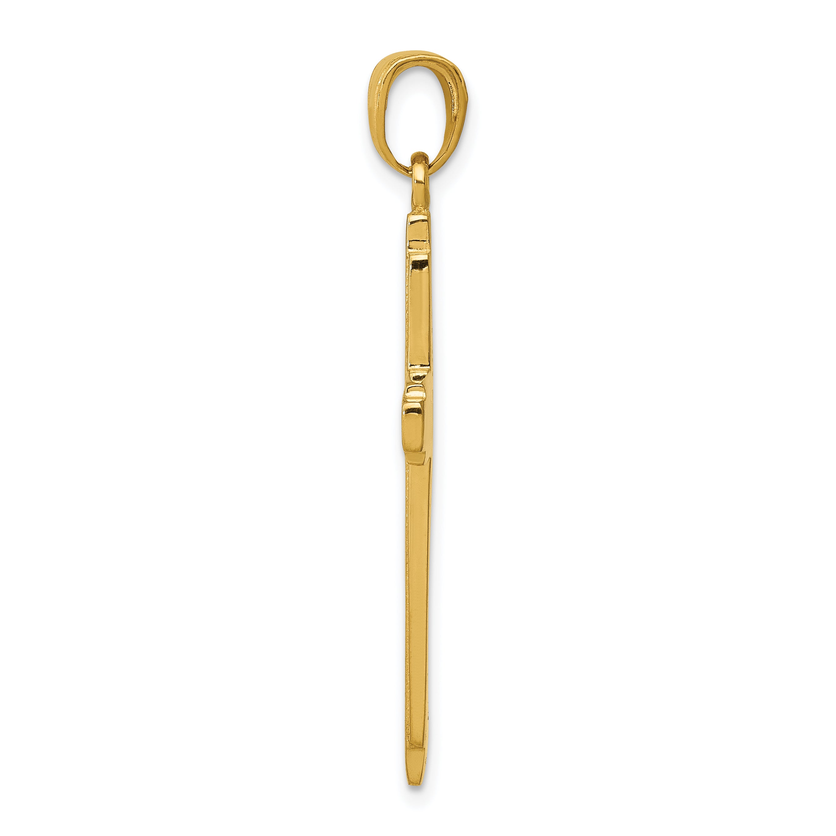 14K Gold Solid Cross Pendant Classic Design, Casted Craftsmanship