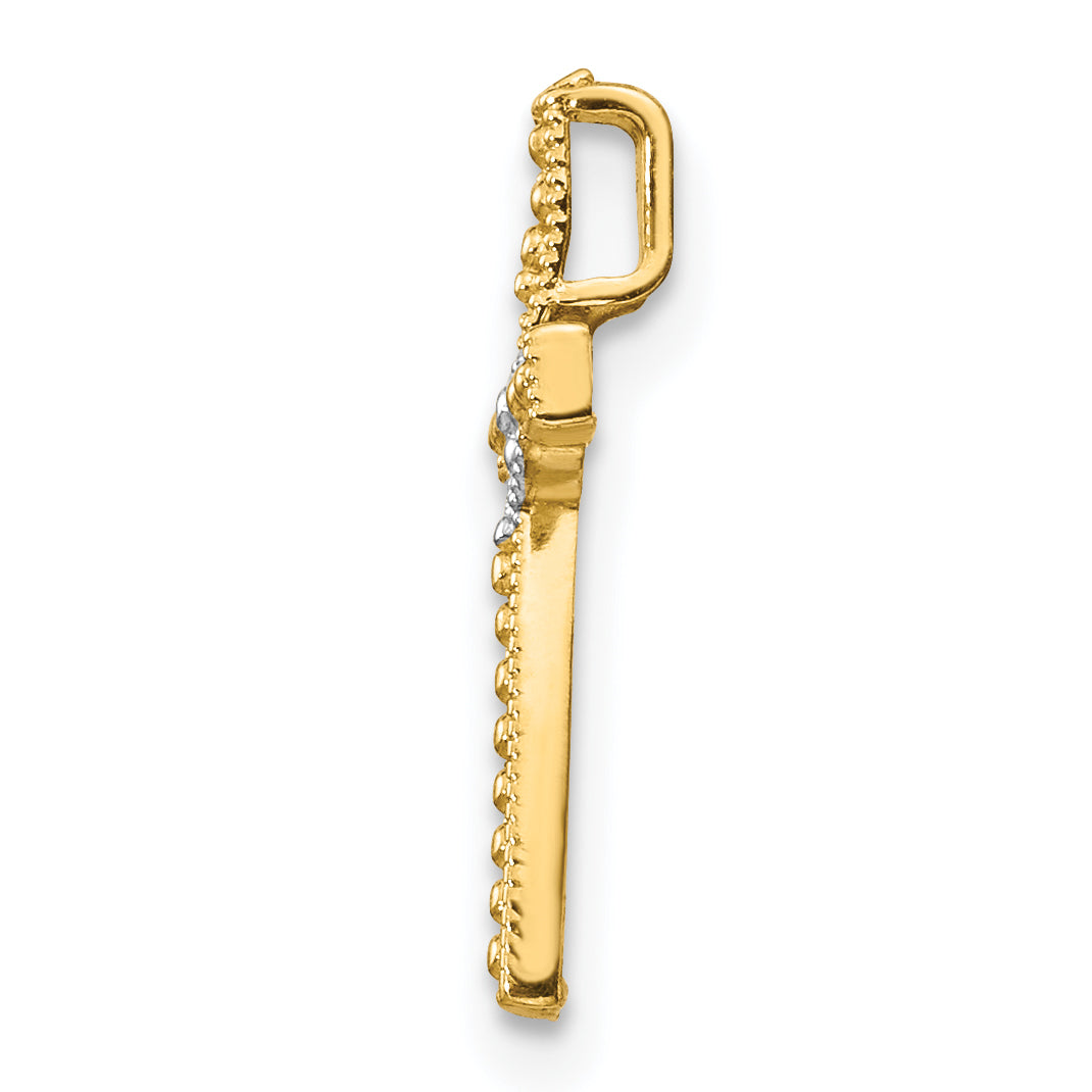 14K Gold and Rhodium Cross Pendant Solid, Two-Tone, Elegant Design Secondary image