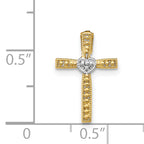 14K Gold and Rhodium Cross Pendant Solid, Two-Tone, Elegant Design
