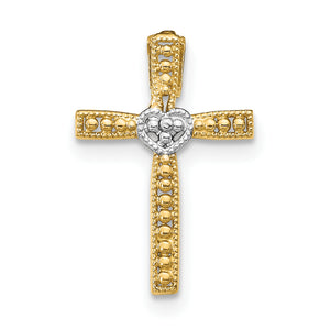 Cross Heart Center Pendant in 14K Yellow Gold, 17mm - Sophia Jewelers