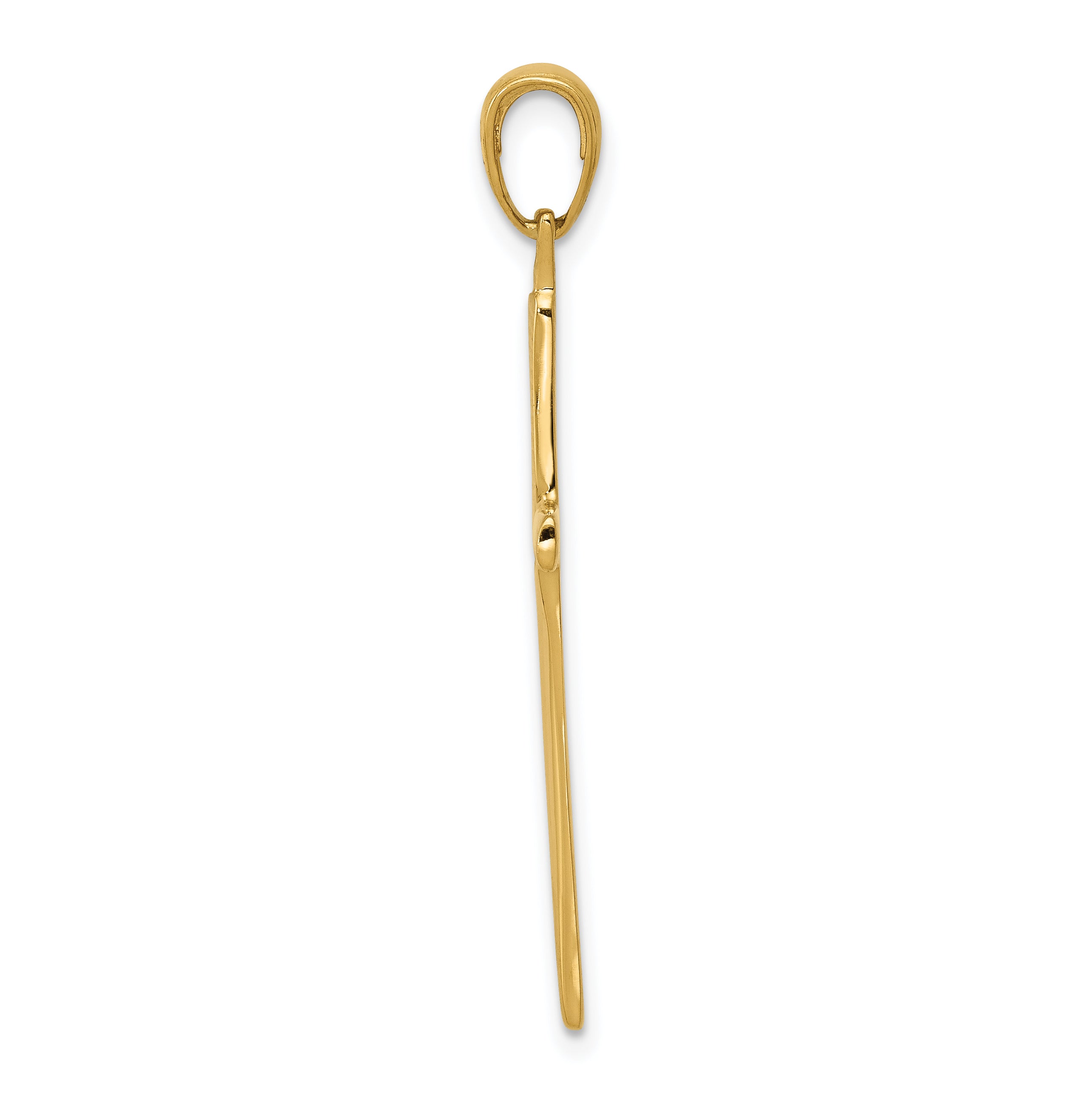 14K Gold Satin Finish Stick Cross Pendant with Solid Casted Design Secondary image