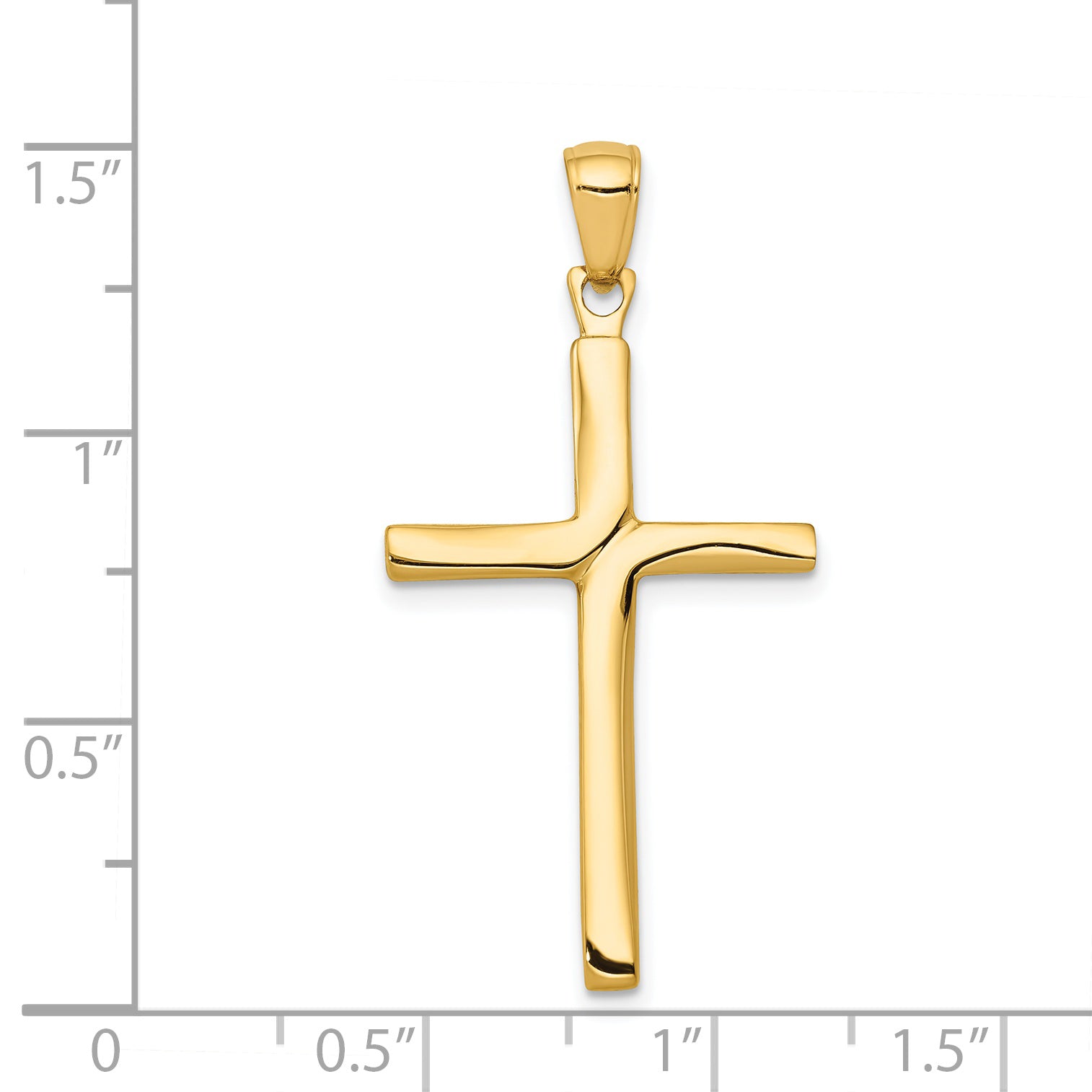 14K Gold Satin Finish Stick Cross Pendant with Solid Casted Design