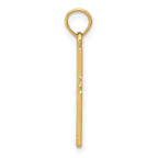 14K Gold Solid Cross Pendant with Flat Back, Elegant Cast Design 23mm
