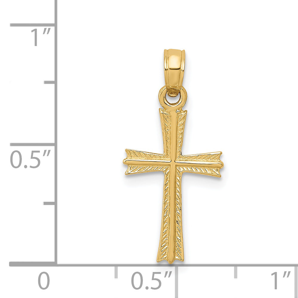 14K Gold Solid Cross Pendant with Flat Back, Elegant Cast Design 23mm