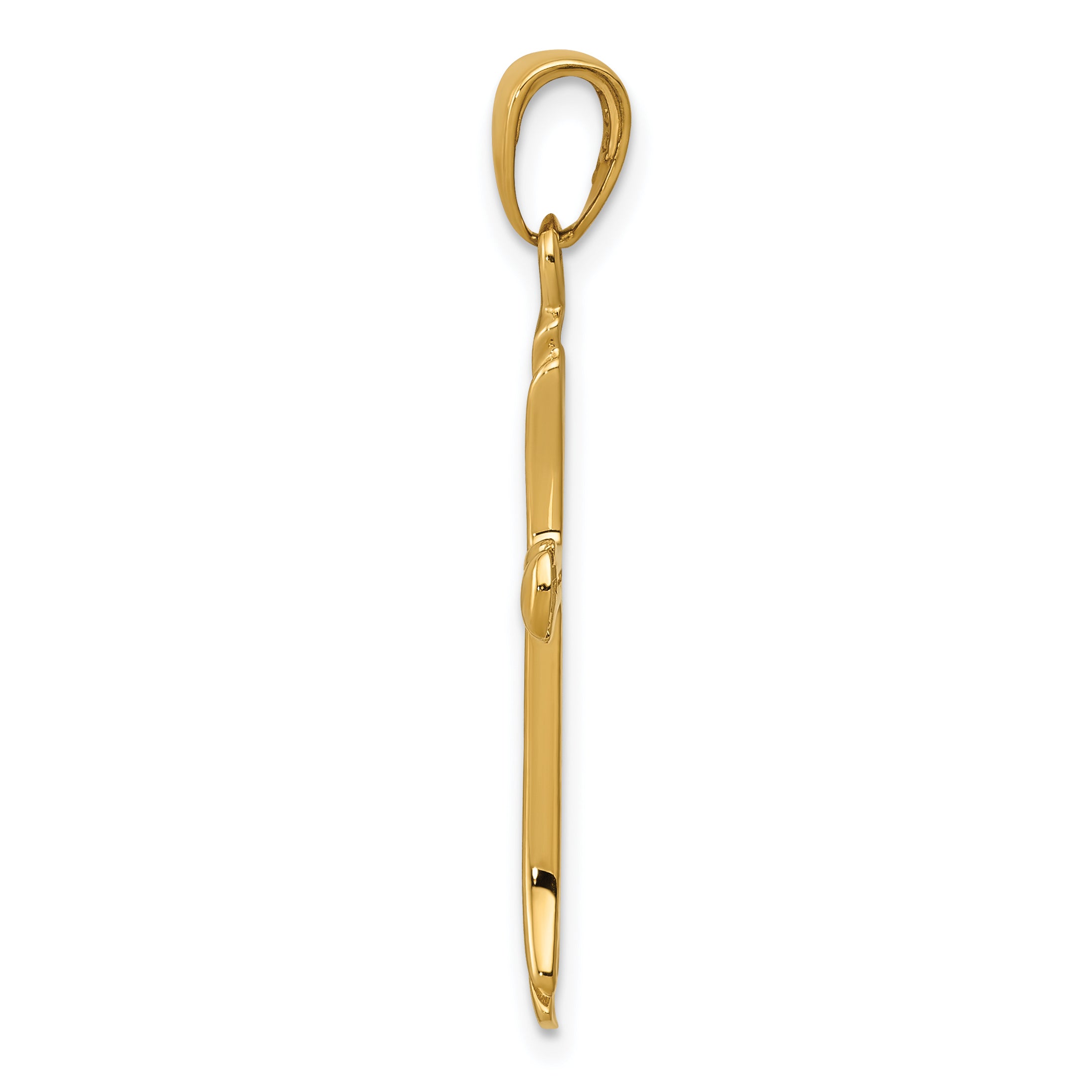 14K Gold Cross Pendant with Triangle Tips and Flat Back Design Secondary image