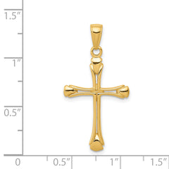 14K Gold Cross Pendant with Triangle Tips and Flat Back Design