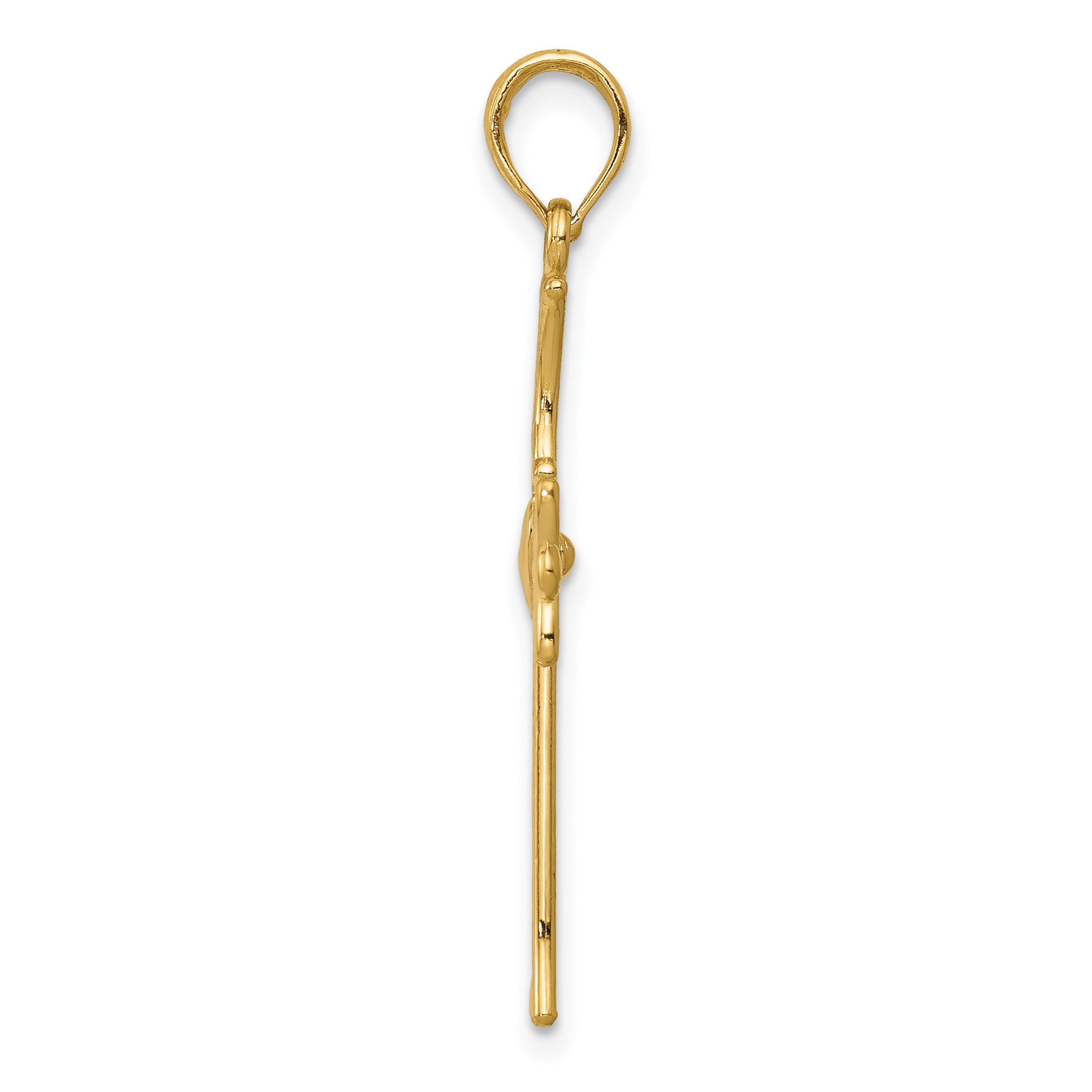 14K Gold Claddagh Cross Pendant with Solid Cast Design, 34mm Secondary image