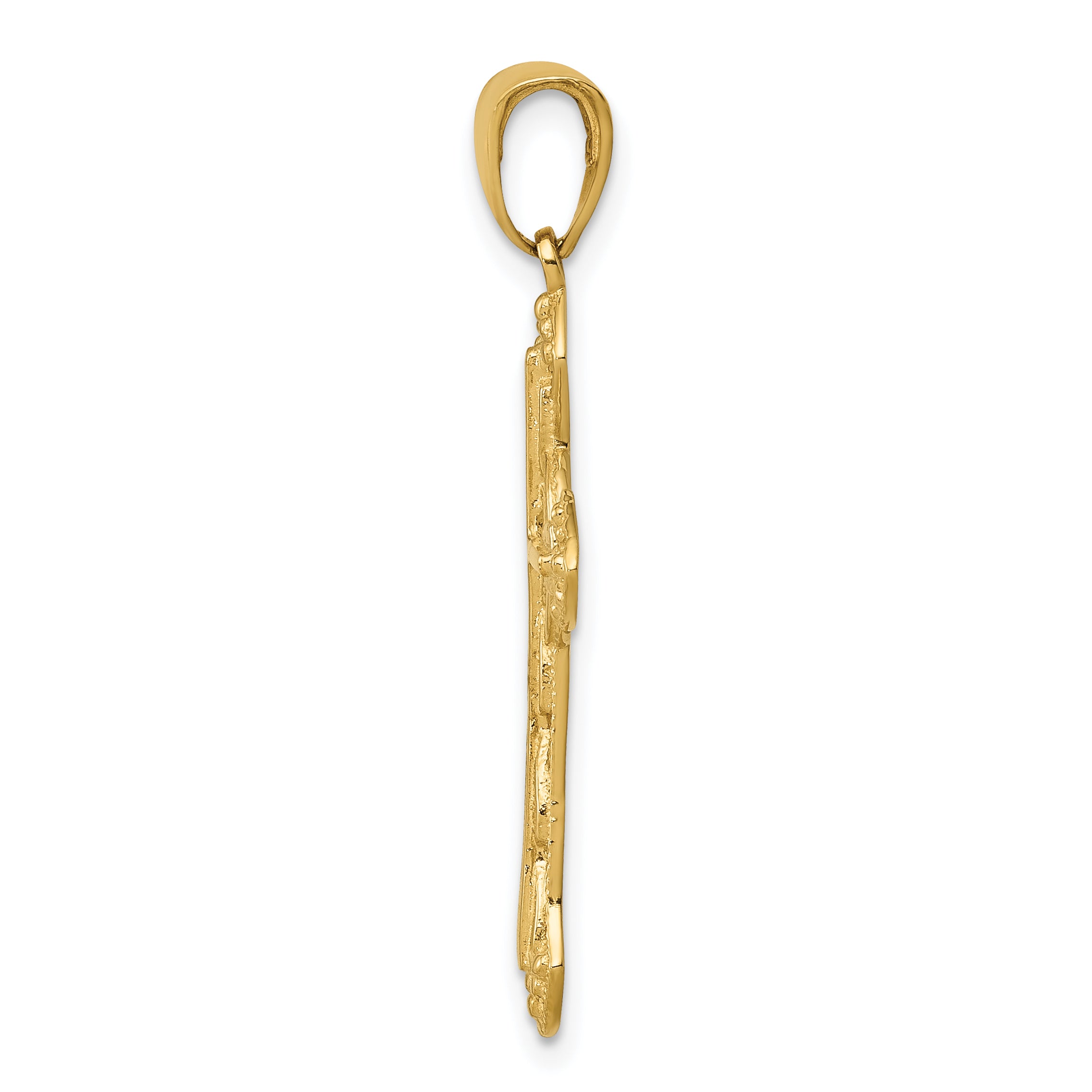 14K Gold Fancy Cross Pendant with Textured Finish  Elegant & Solid Design Secondary image