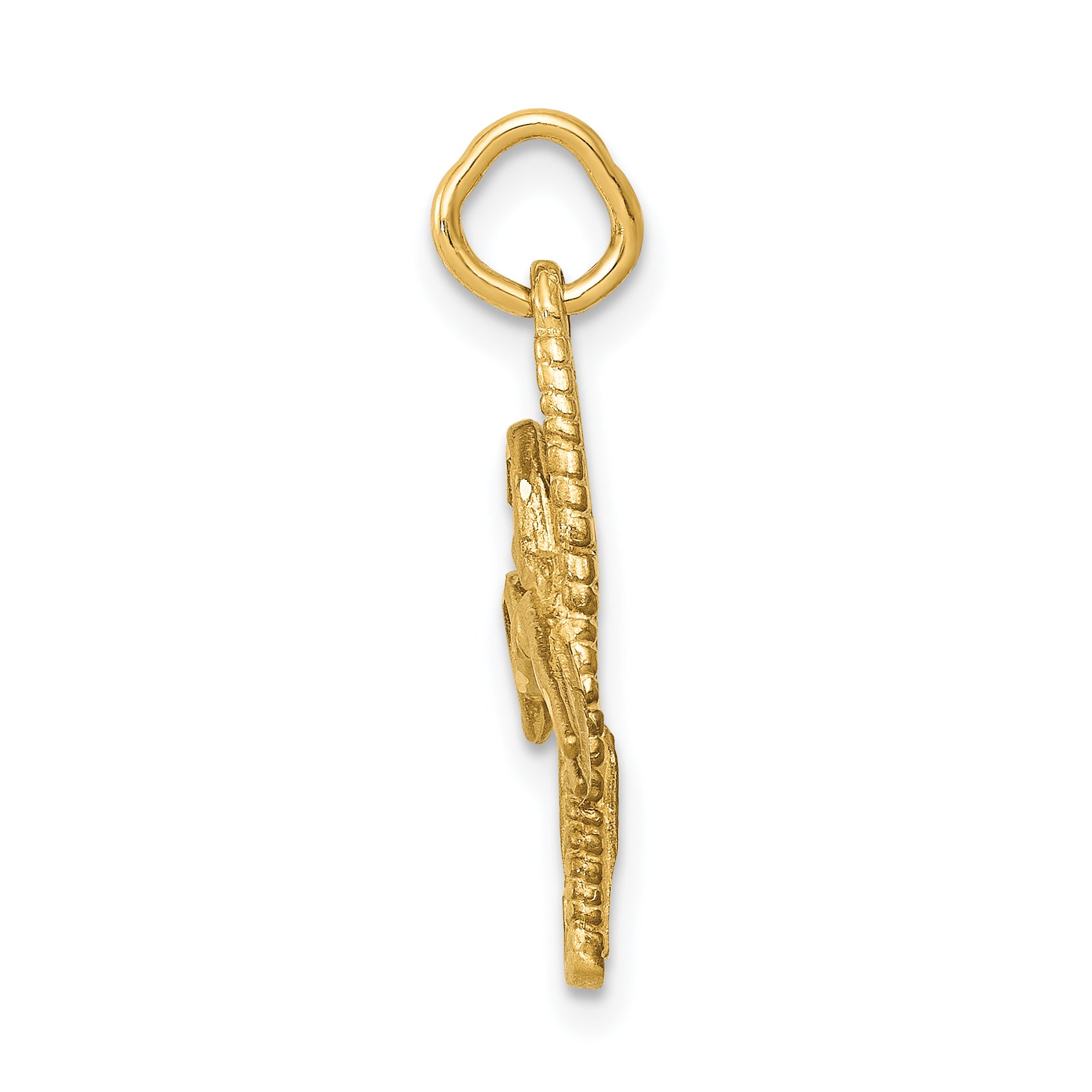14K Gold 3D Comb and Scissors Charm with Brushed Diamond-Cut Finish Secondary image