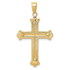 14K Gold Rhodium-Plated Budded Cross Pendant, Elegant Solid Design by Sophia Jewelers