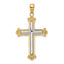 14K w/Rhodium Budded Yellow Cross Frame Pendant