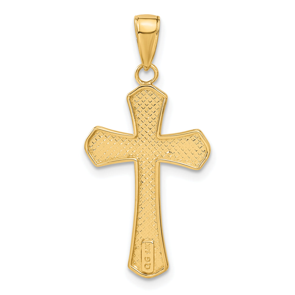 14K Gold Cross Pendant with Diamond-Cut Beveled Edges Solid & Casted