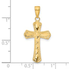14K Gold Cross Pendant with Diamond-Cut Beveled Edges Solid & Casted