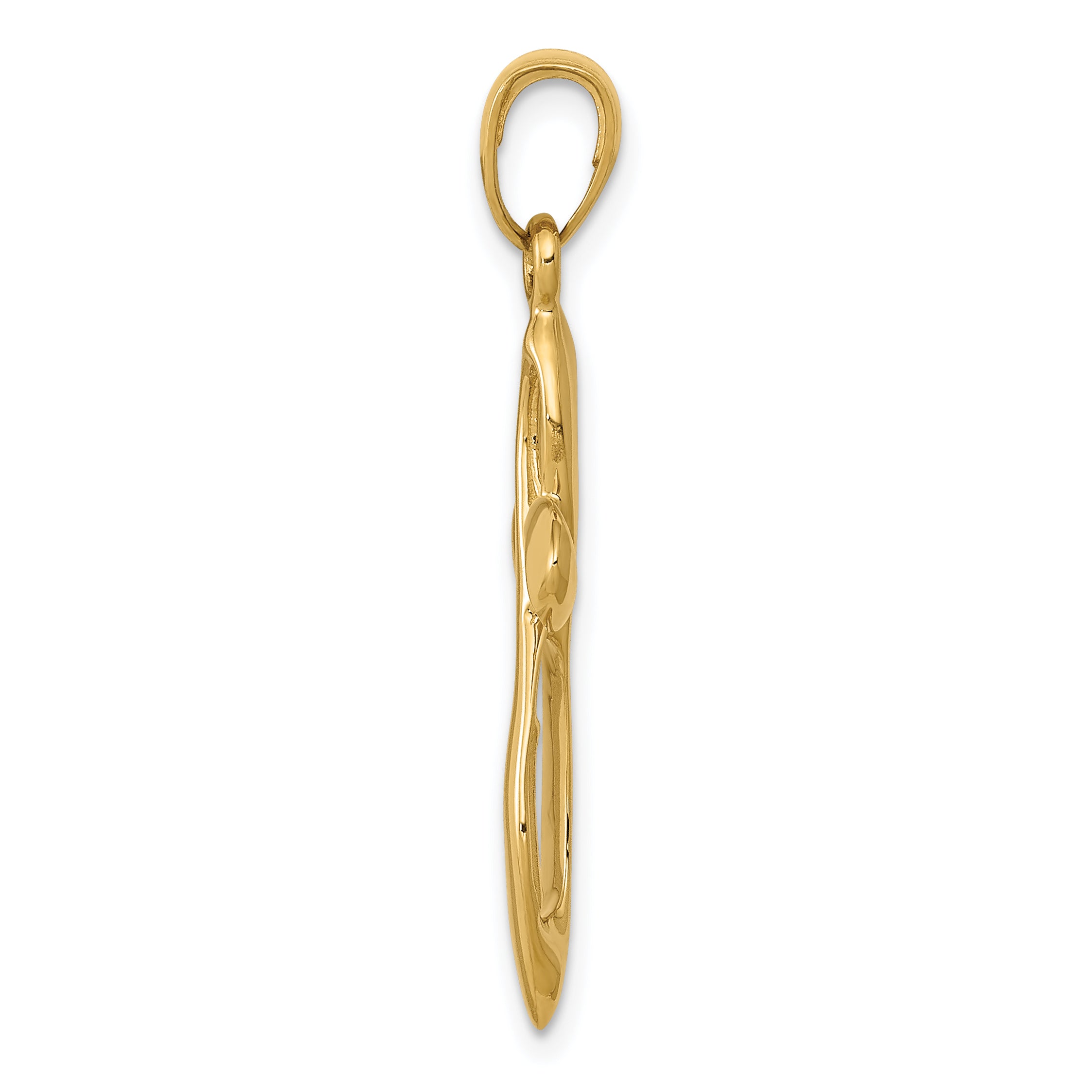 14K Gold Figure 8 Cross Pendant with Polished Satin Finish Elegance