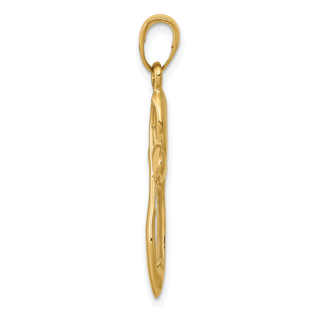 14K Gold Figure 8 Cross Pendant with Polished Satin Finish Elegance