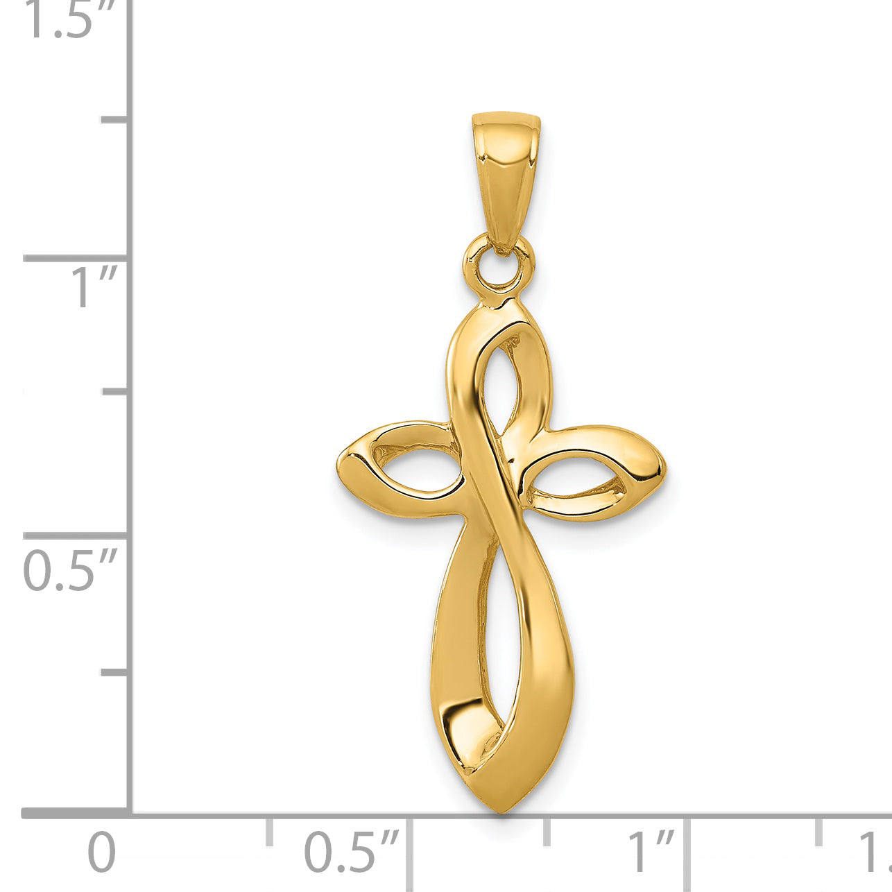 14K Gold Figure 8 Cross Pendant with Polished Satin Finish Elegance