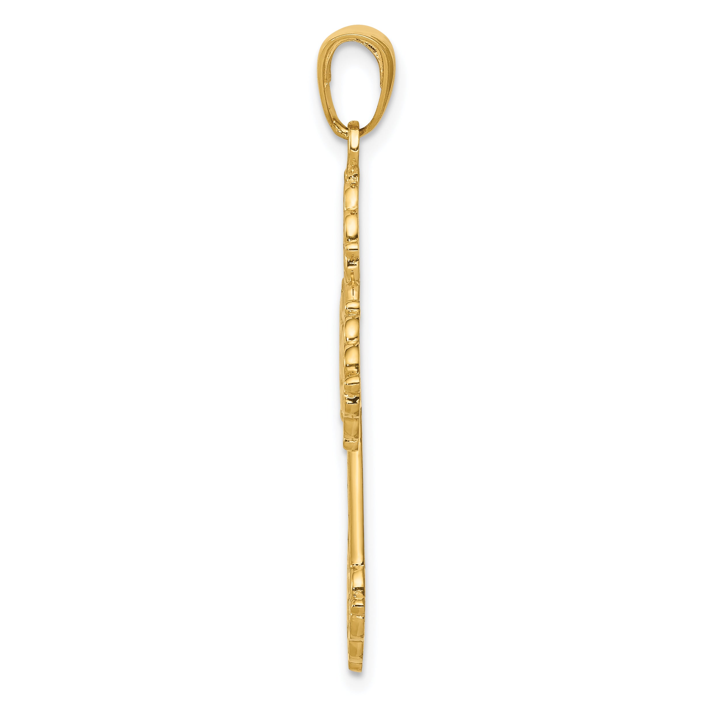 14K Gold Lacey Budded Cross Pendant  Elegant Casted Design Secondary image