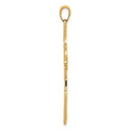 14K Gold Infinity Cross Pendant with Rhodium Diamond-Cut Beaded Trim