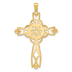 14K Gold Infinity Cross Pendant with Rhodium Diamond-Cut Beaded Trim