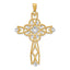 14K w/Rhodium Diamond-cut Beaded Trim Infinity Cross Pendant