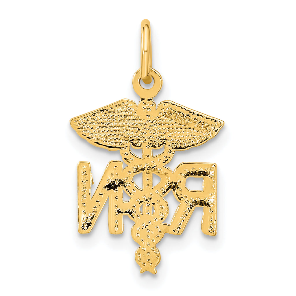 14K Gold RN Nurse Charm with Brushed Finish Elegant and Gift Ready