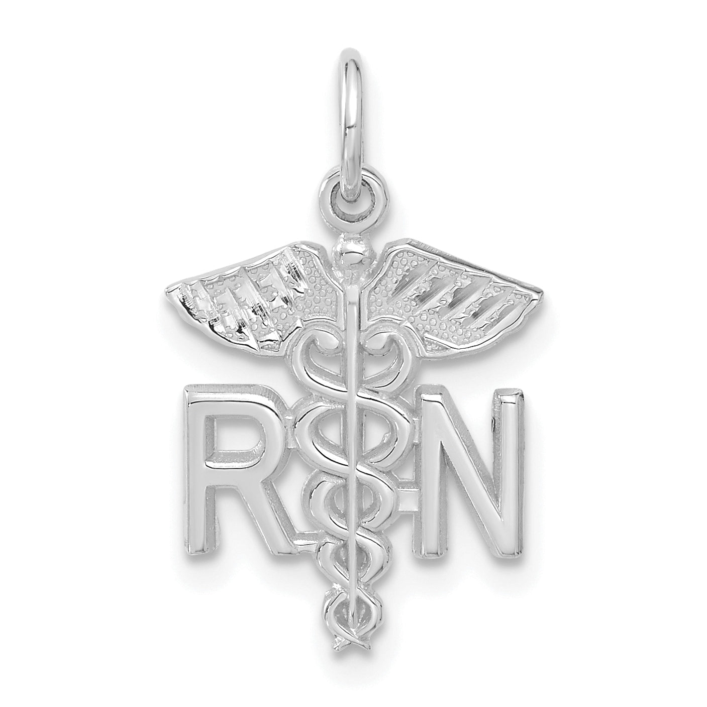 14k White Gold RN Nurse Charm