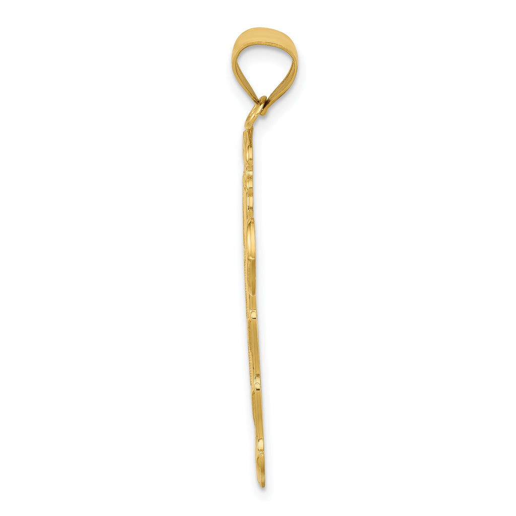 14K Gold Passion Cross Pendant, Reversible Design, 36mm Elegant Charm