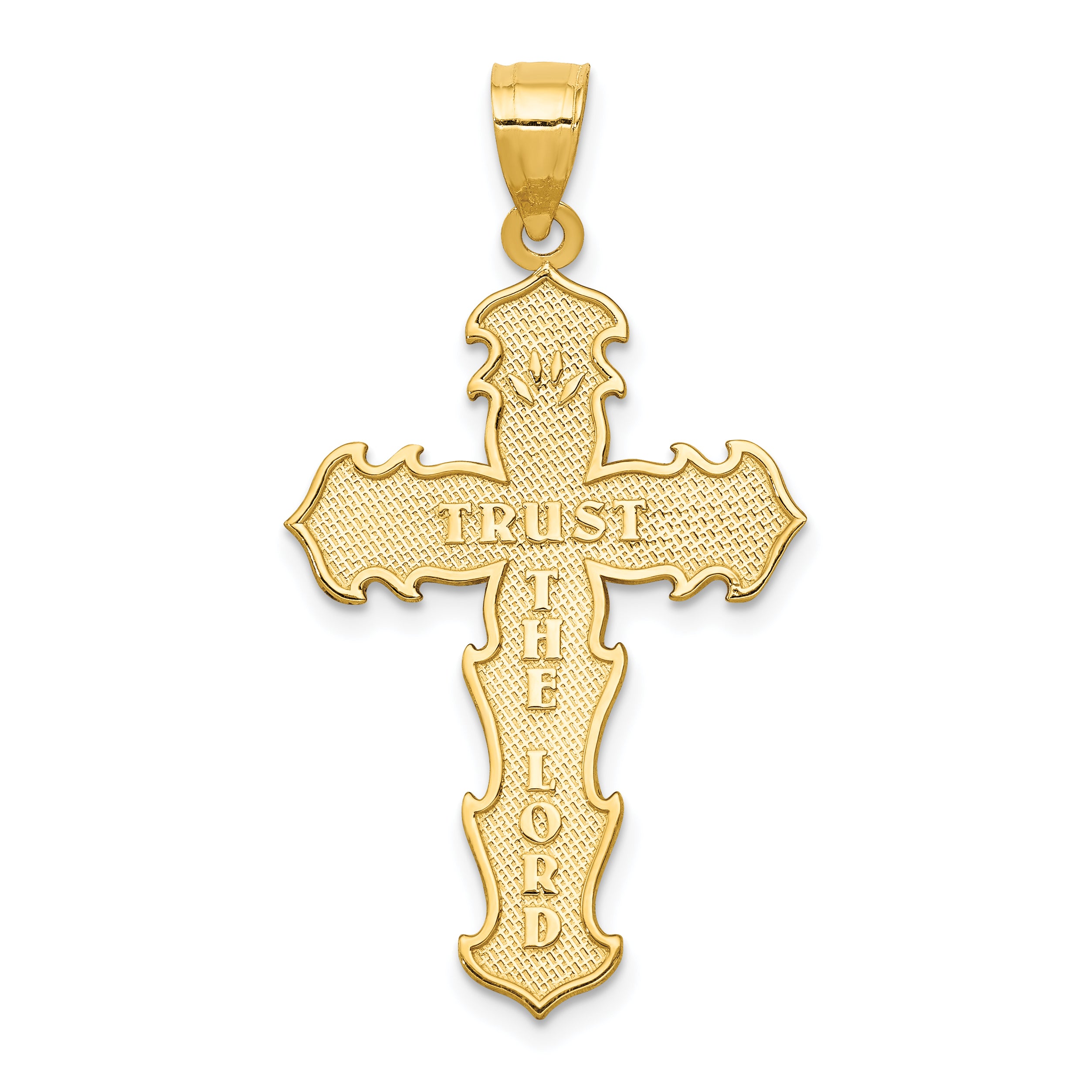 14K Gold Passion Cross Pendant, Reversible Design, 36mm Elegant Charm