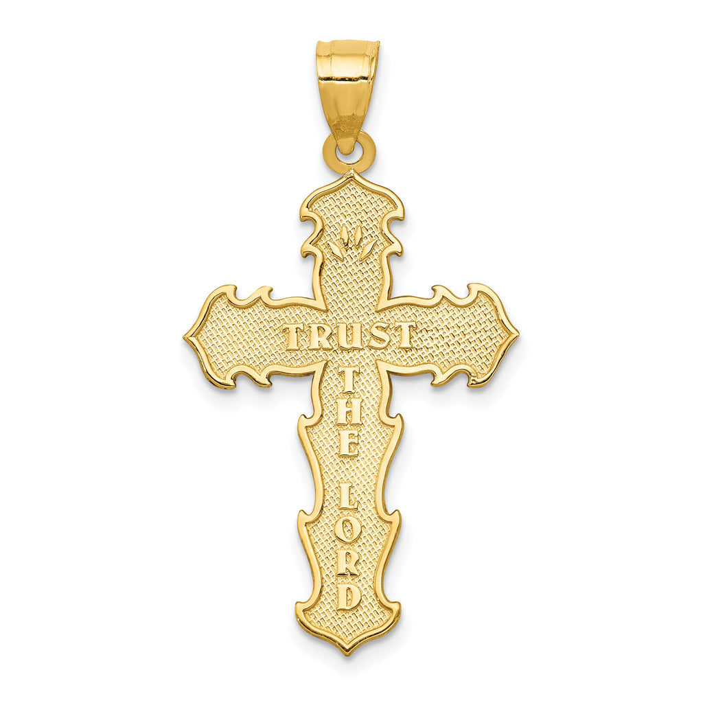 14K Gold Passion Cross Pendant, Reversible Design, 36mm Elegant Charm