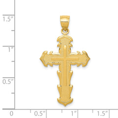 14K Gold Passion Cross Pendant, Reversible Design, 36mm Elegant Charm