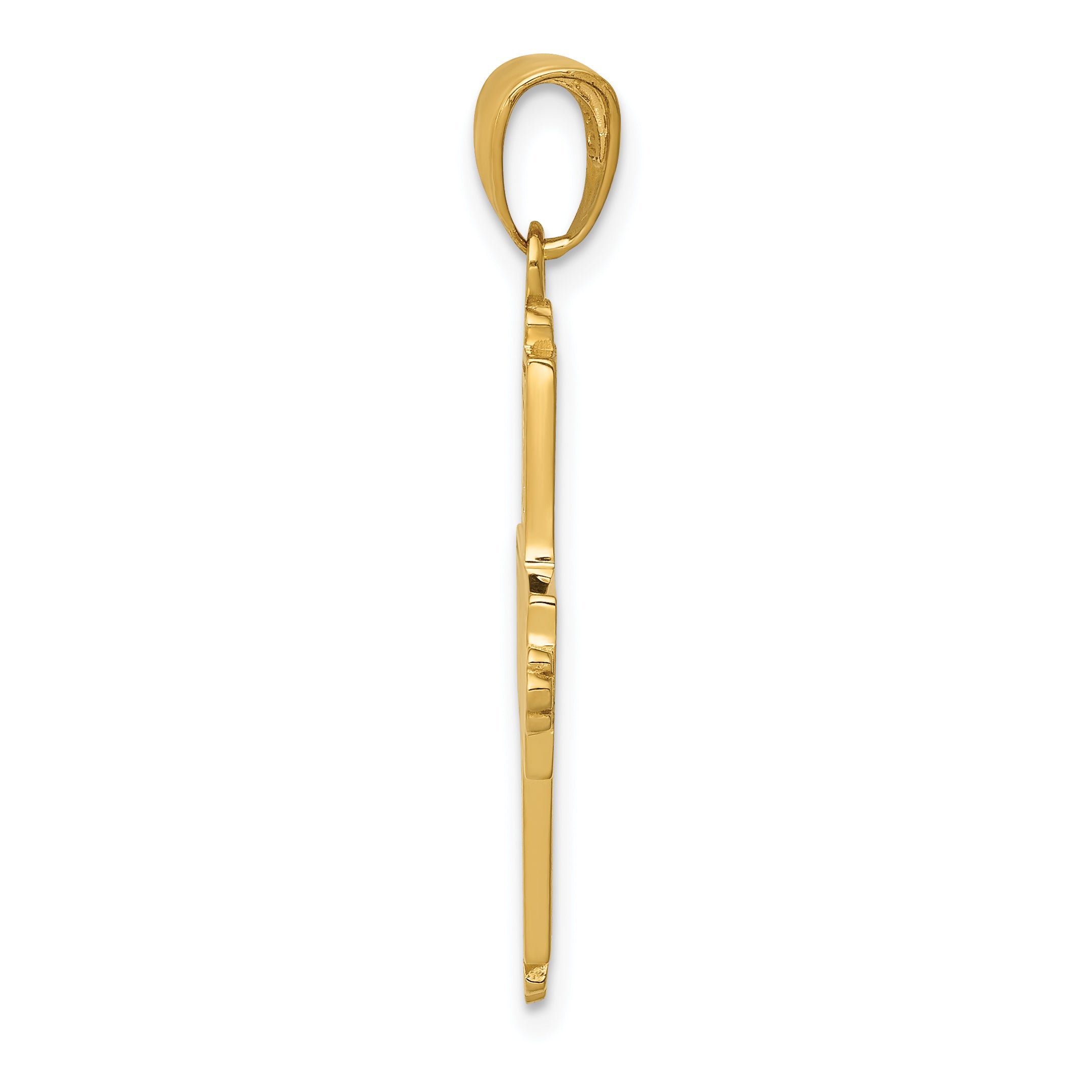 14K Gold Etched Square Cross Pendant with Crown Tips  Polished & Reversible Secondary image