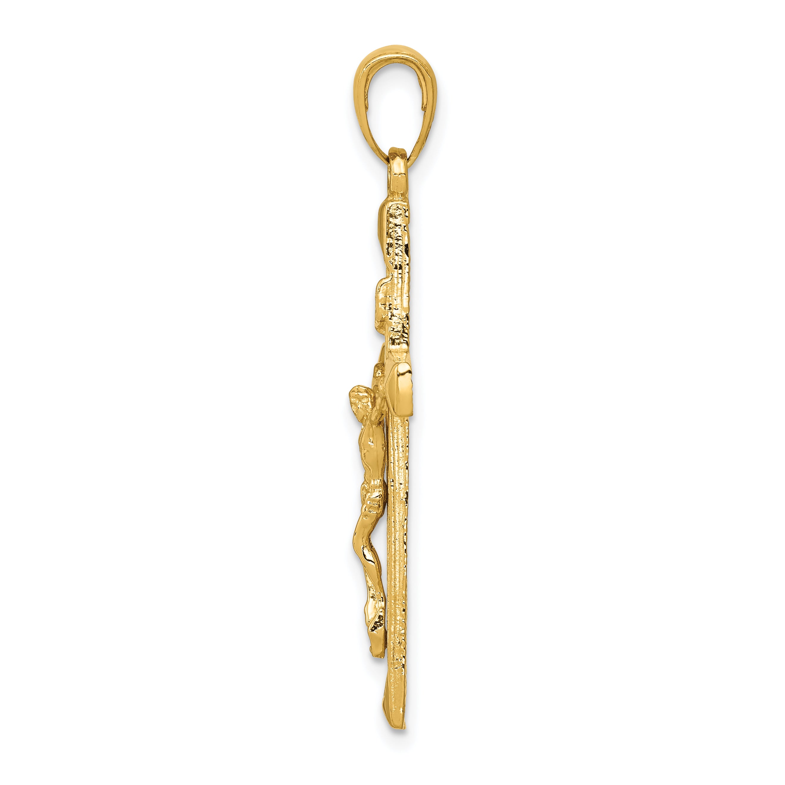 14K Gold Crucifix Pendant with Polished Finish and Solid Cast Design Secondary image