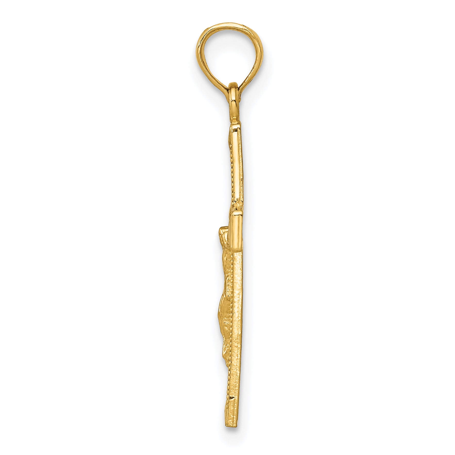 14K Gold Beveled Crucifix Pendant with Polished Finish Secondary image